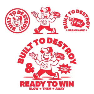 DESIGN: BUILT TO DESTROY (FRONT+BACK+ BADGE DESIGN+PATTERN)